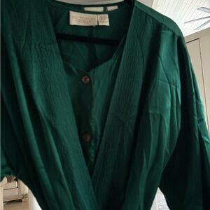 Victoria's Secret Vintage Silk Emerald Matching Robe and Nightgown